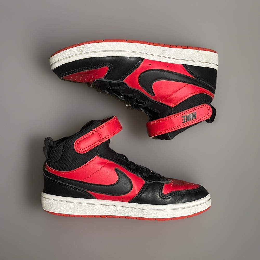 1- Nike Kids' Court Borough Mid 2 High Top Red/Black Shoes